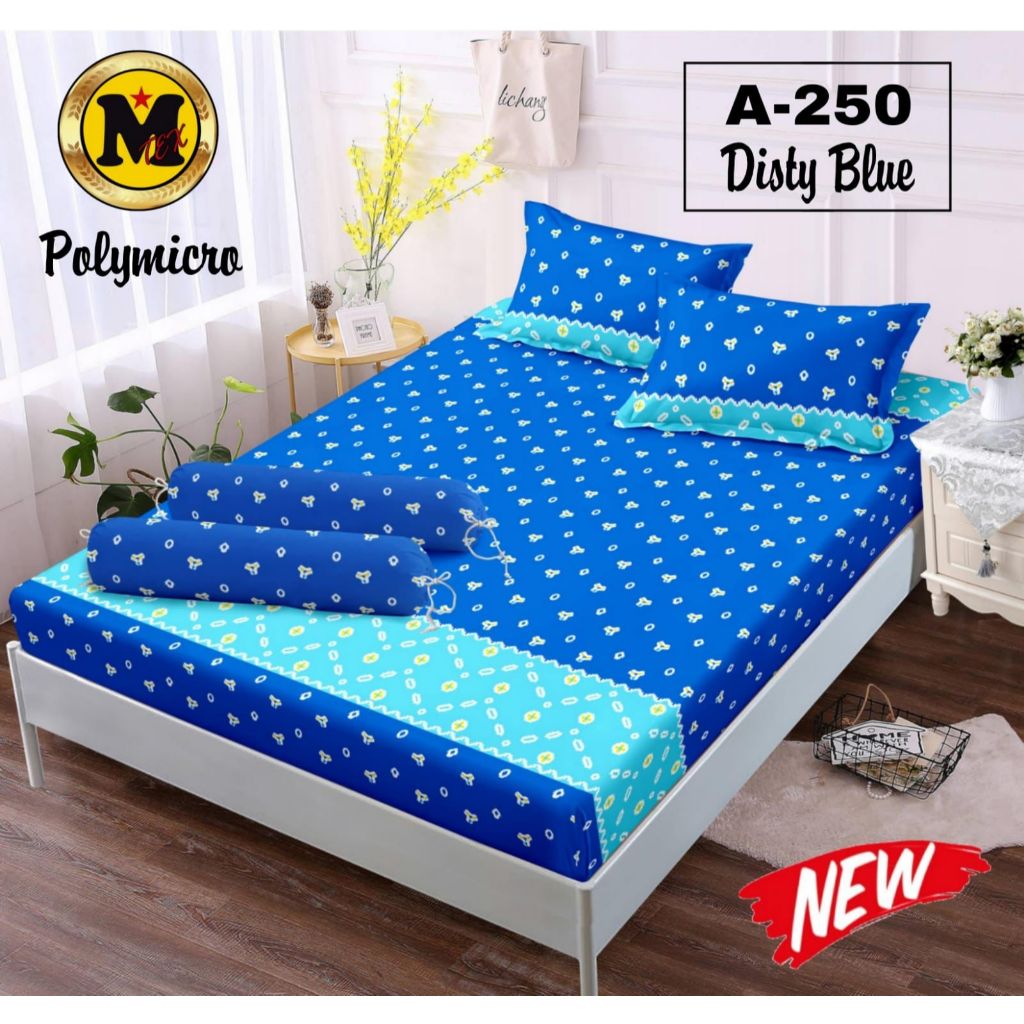 [COD] Sprei Set Jumputan Blue Terbaru 180x200 160x200 120x200 Tinggi 20 cm Free Sarung Bantal & Guli