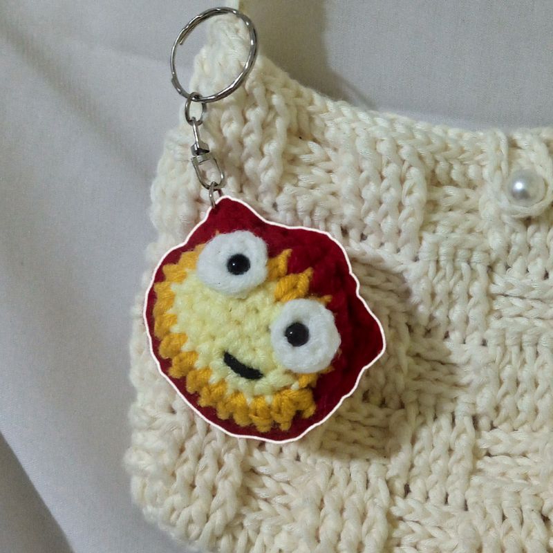 boemirajoet.id Gantungan Kunci Rajut Souvenir Calcifer Crochet Keychain Calcifer