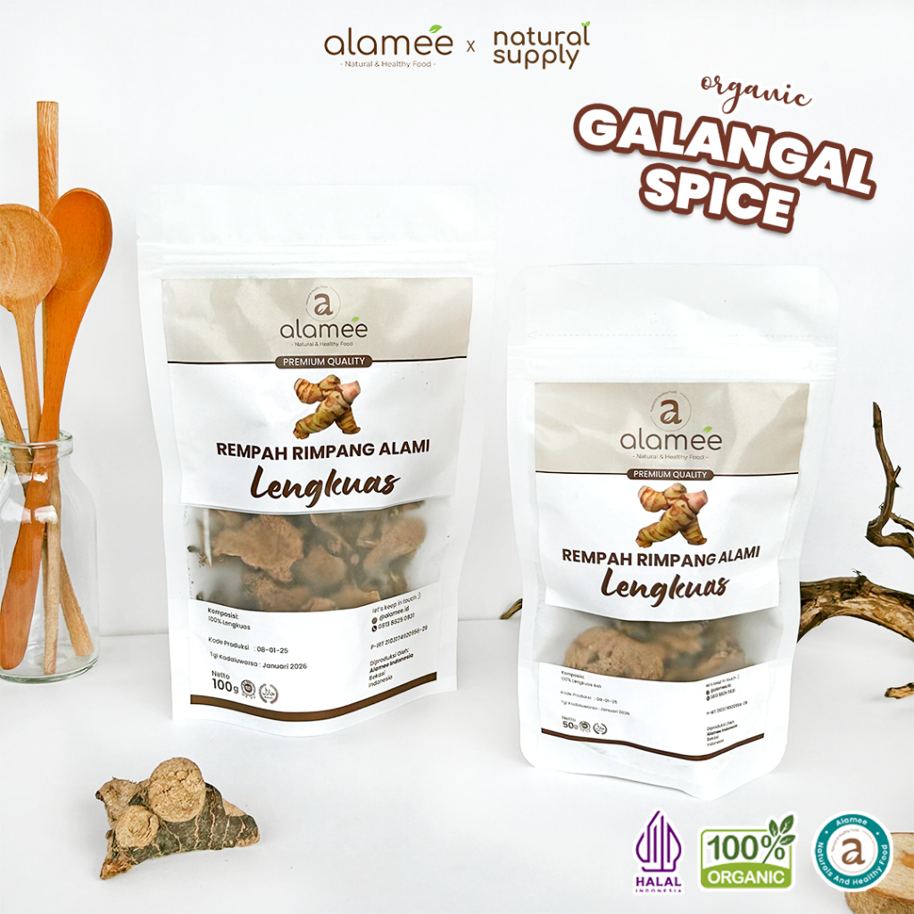 

ALAMEE Lengkuas Kering Dried Galangal Iris Rempah Organik Alami Bumbu Seasoning Masakan Masak 100gr