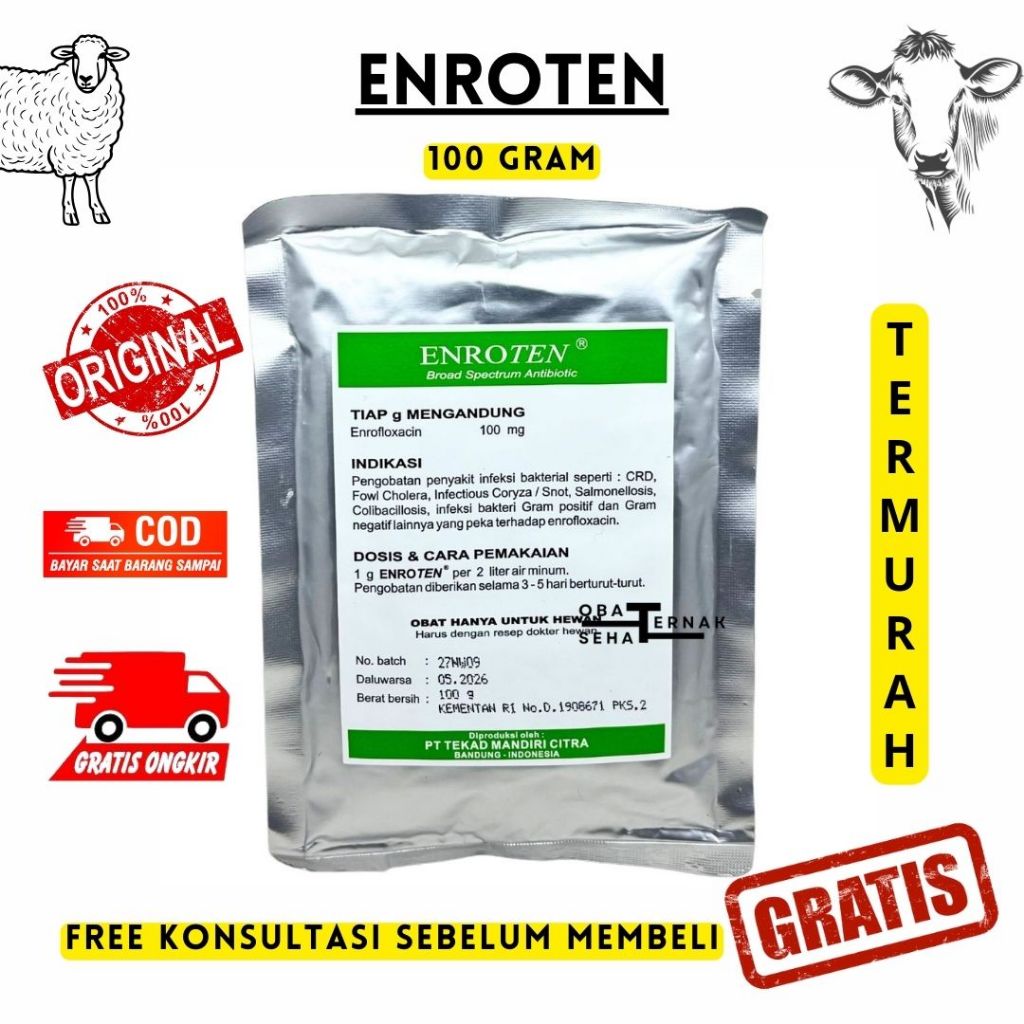 ENROTEN 100 gram - Obat Pernafasan Hewan
