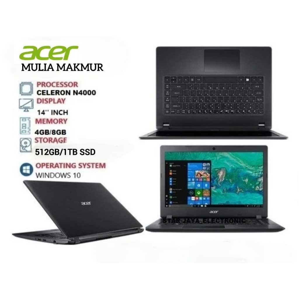 Laptop Acer A314 Intel N4000/RAM 8GB/SSD1TB (MURAH)