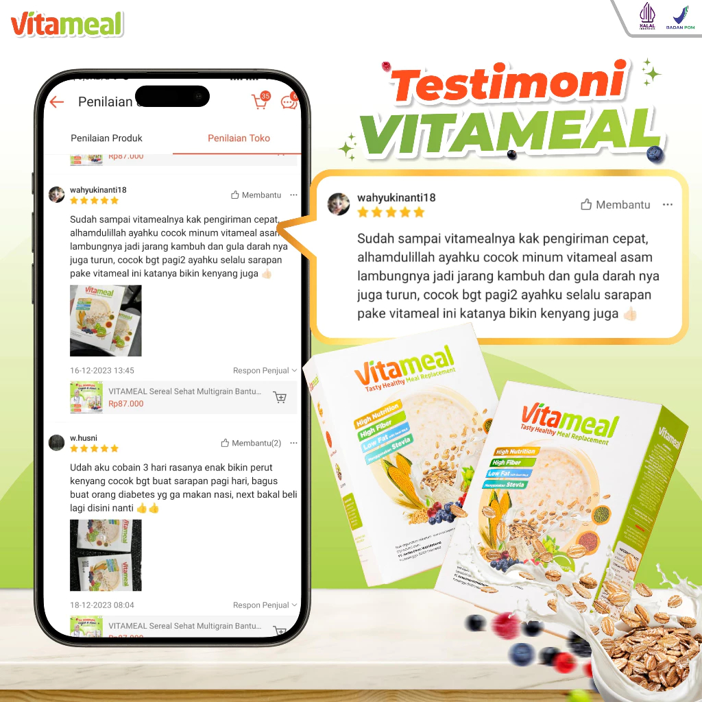 

QH [DIJAMIN] Sereal Vitameal Multigrain Bantu Atasi Diabetes Asam Lambung Kolesterol VITAMAEL GERD