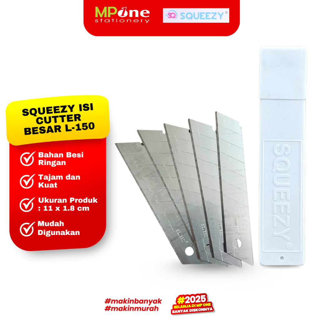 

(1 TUBE) Squeezy Isi Cutter Besar L-150 / Cutter Blade Refill Isi Pisau Pemotong @5PCS Squeezy