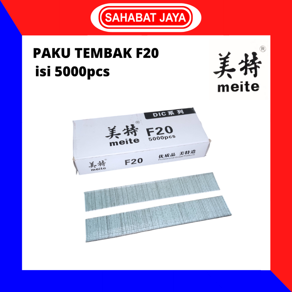 

Meite Isi Paku Tembak Staples Refill Nail Gun Stapler F20 Isi 5000 Pcs Per Kotak