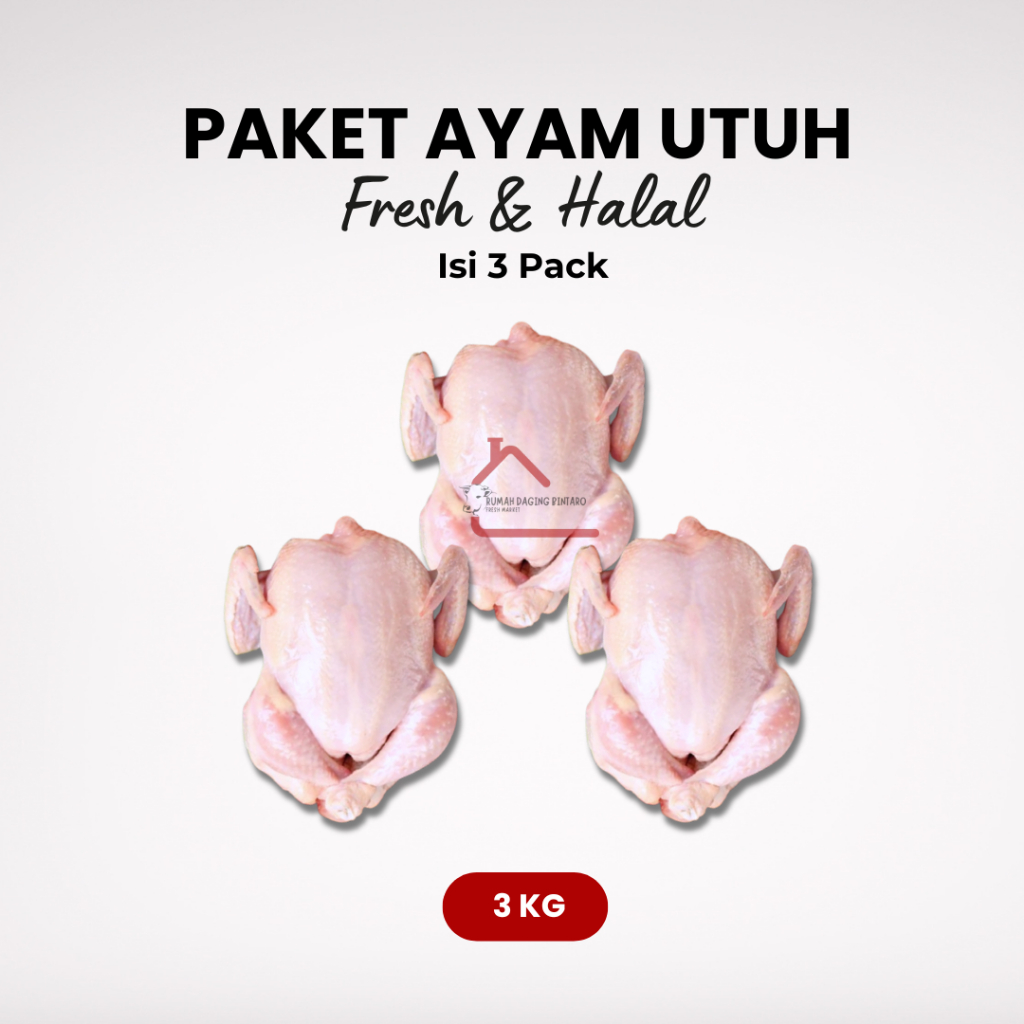 

Promo Bundling Hemat Ayam Karkas Broiler Utuh Fresh Halal Isi 3 pack Tangerang Selatan