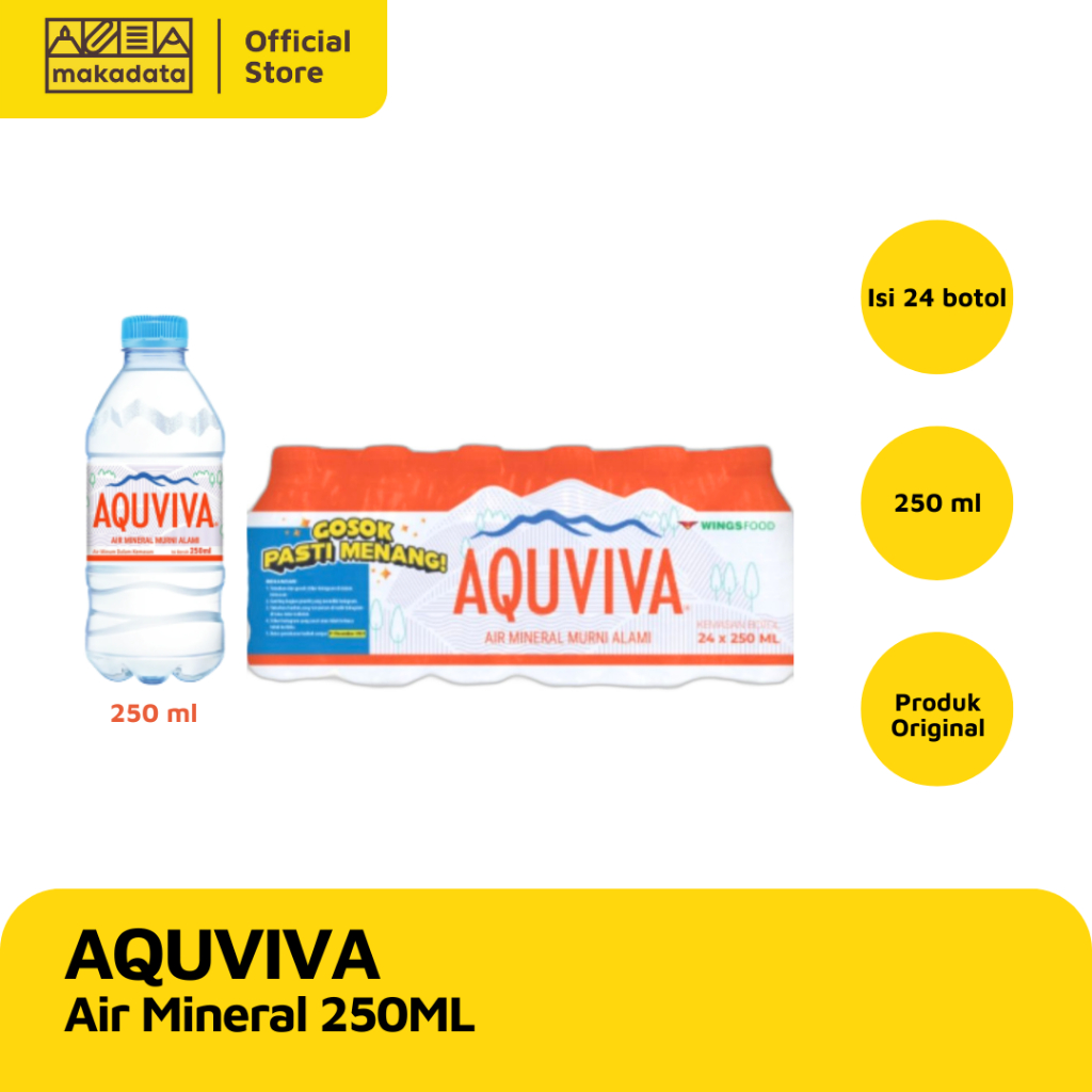 

AQUVIVA AIR MINERAL BOTOL 250ML ISI 24 (1 KRAT) MURAH