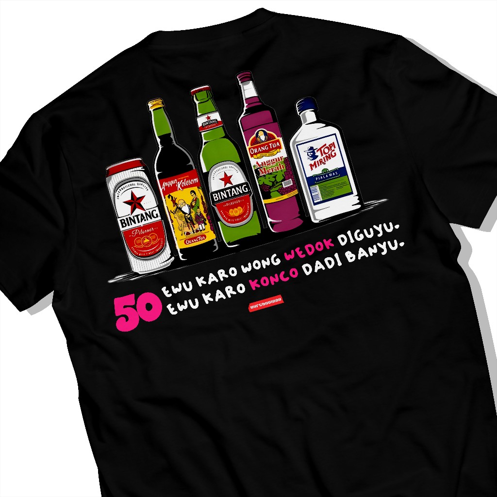 XUPERHUMAN Kaos 50 Ewu Karo Koco Dadi Banyu, 50 Ewu Karo Wong Wedok Diguyu Kata-Kata Kaos Custom Cot