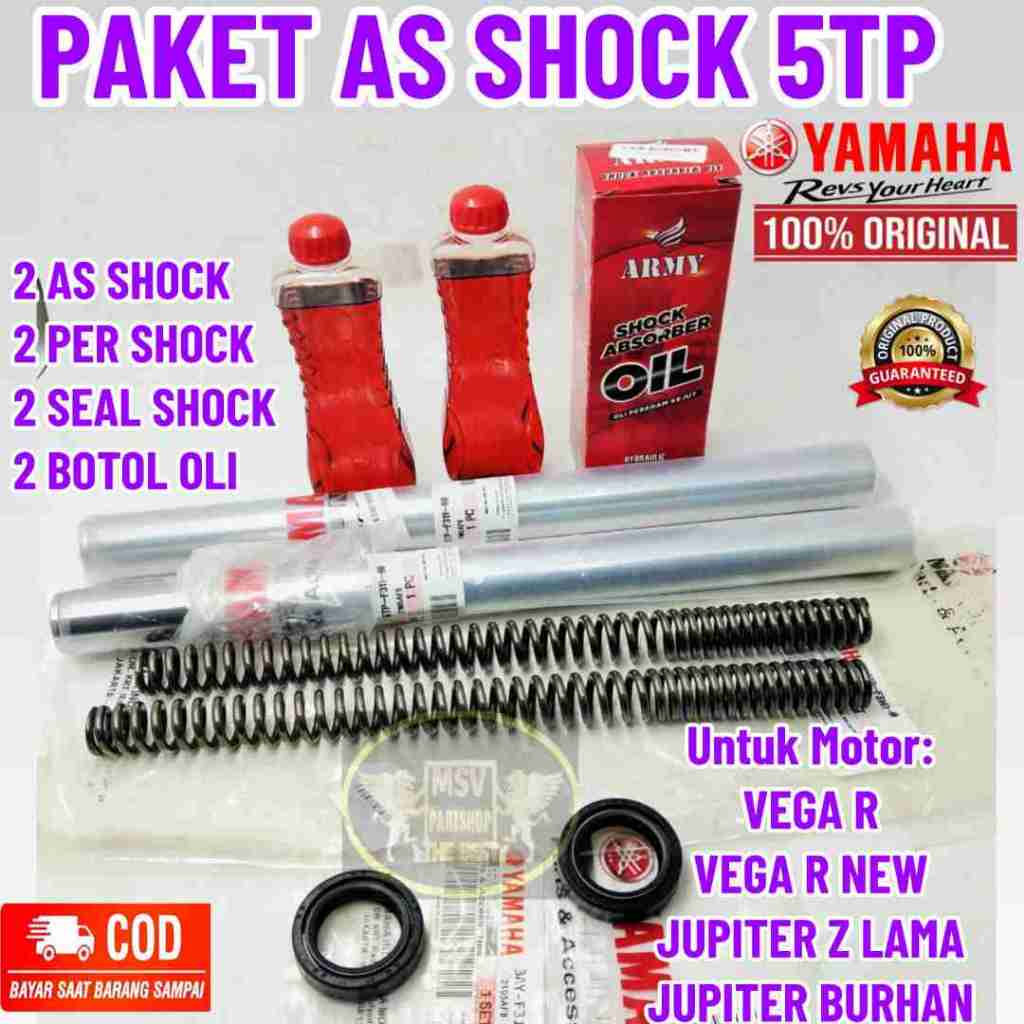 PAKET AS SHOCK DEPAN KODE-5TP AS+SEAL+PER+OLI ASLI ORIGINAL YAMAHA BURHAN/JUPITER Z/BURHAN/VEGA R OL