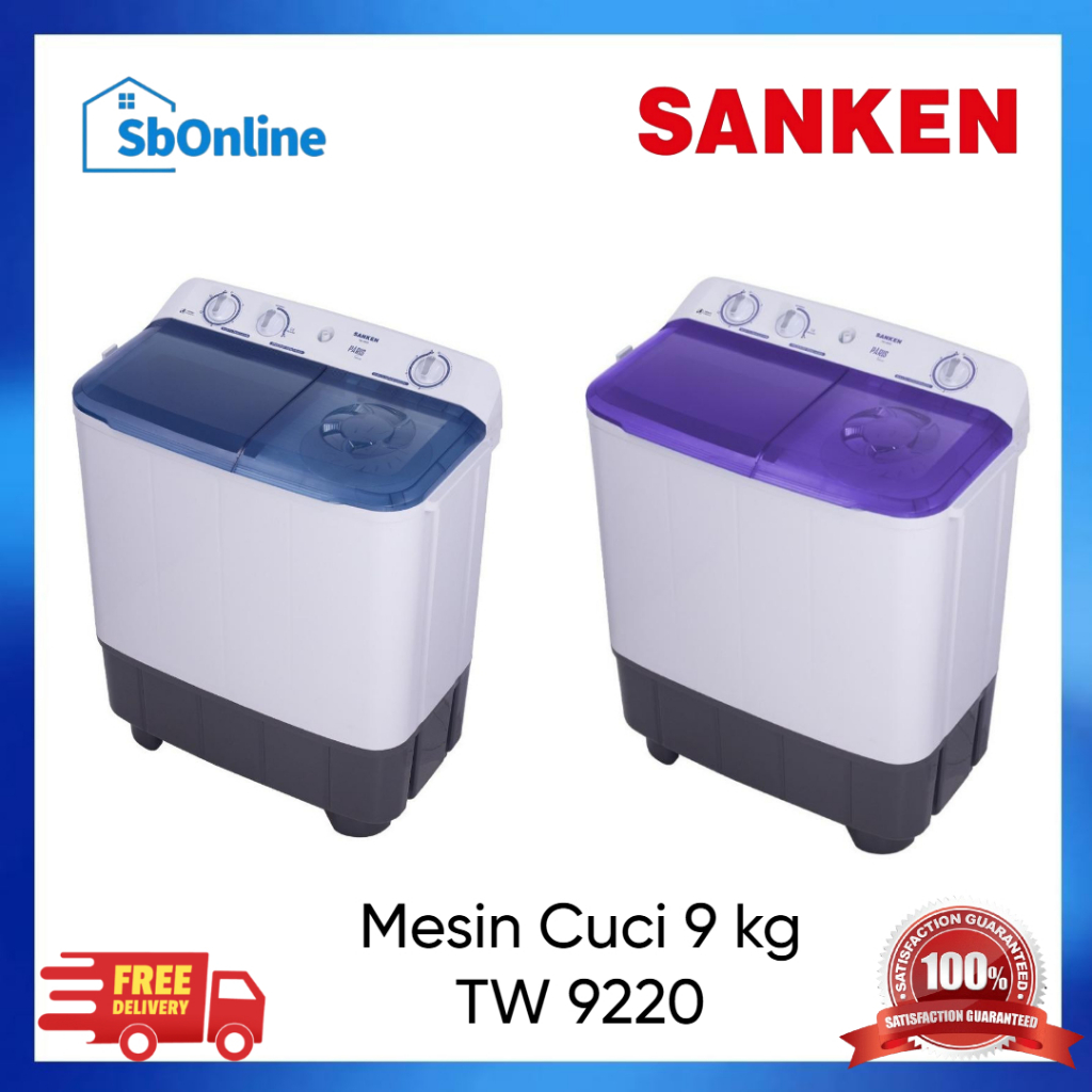 Sanken Mesin Cuci 2 tabung 9 kg TW-9220 Original Garansi Resmi TW9220