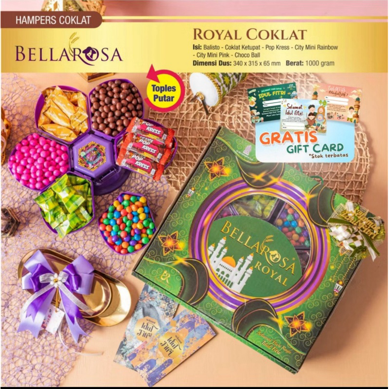 

PAKET KUE LEBARAN BELLAROSA ROYAL COKLAT - PAKET TABELO - COKLAT LEBARAN ( BERAT 1KILO ) DIBUAT TAHUN 2025
