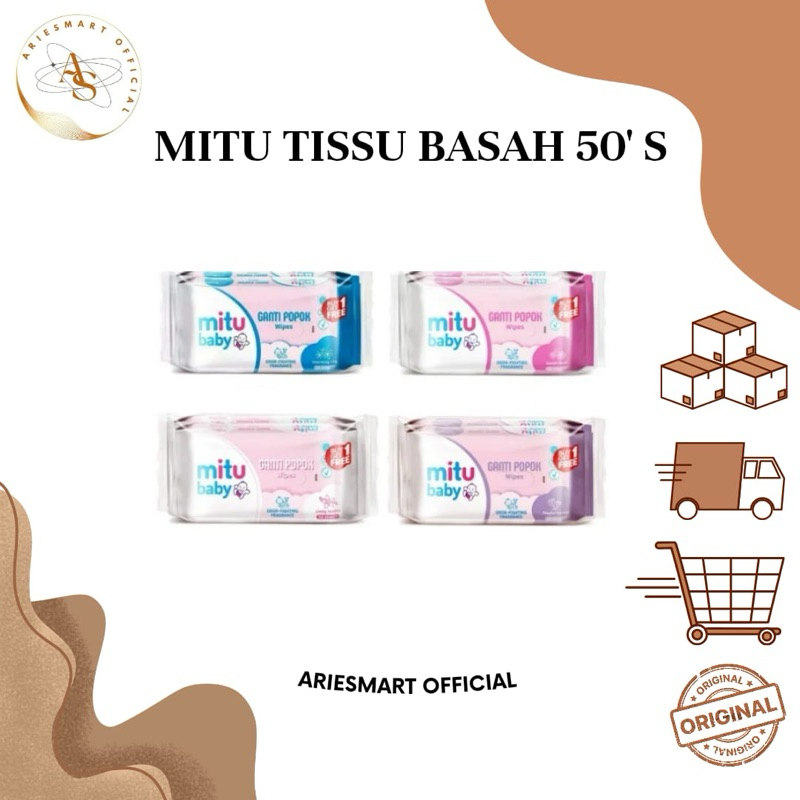 MITU BABY WIPES 50 SHEET TISU BASAH GANTI POPOK