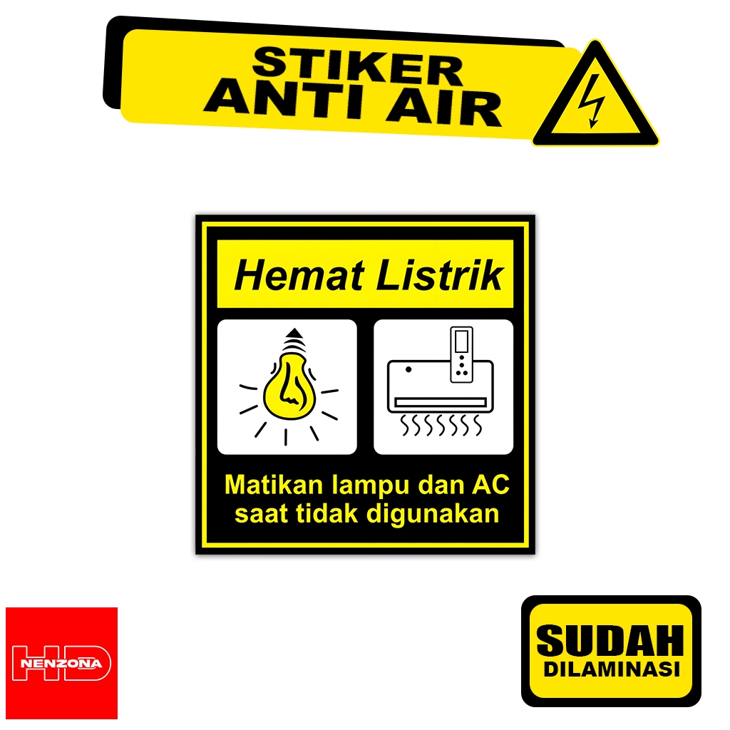 

Stiker Hemat Listrik Matikan Lampu dan AC Sticker Kelistrikan Elektronik Bahan Vinyl Anti Air
