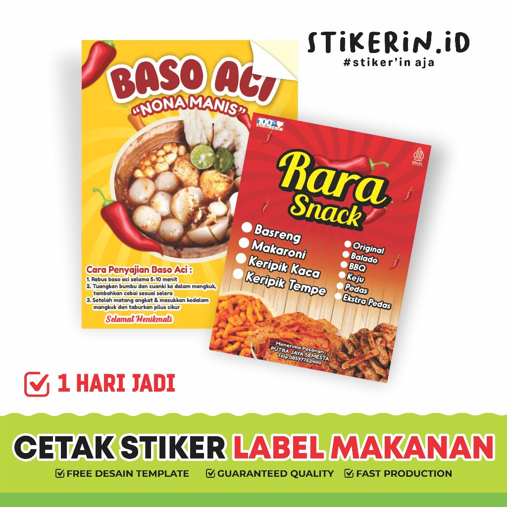 

Cetak Stiker Label Custom Bahan Chromo Persegi Panjang Untuk Pouch Sterofoam