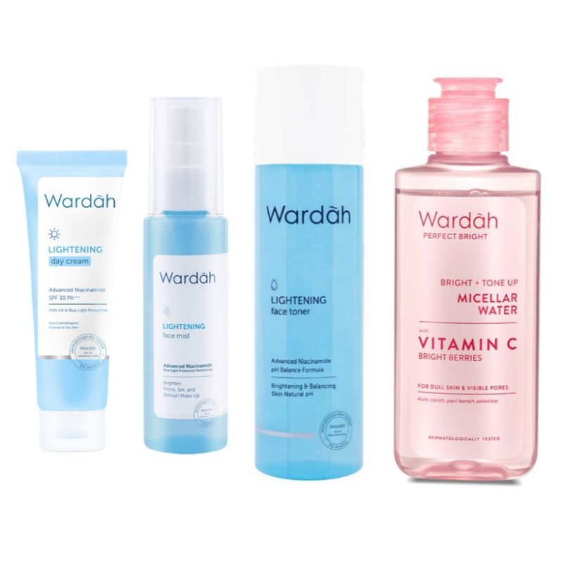 Wardah Perfect Bright toner penyegar face mist micellar water day cream