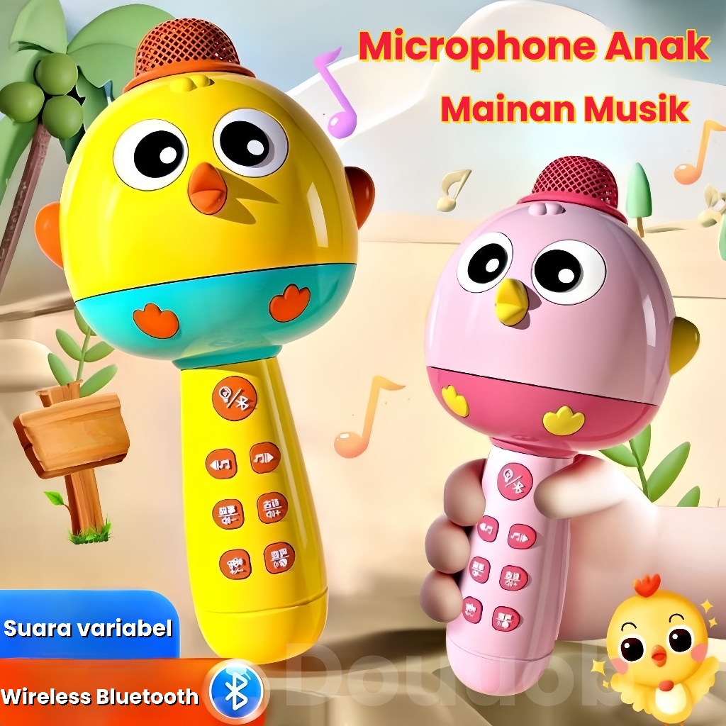 Mainan Karaoke Anak Perempuan Bayi Mainan Mikrofon Anak Mikrofon Nyanyi Bluetooth Wireless dengan Sp