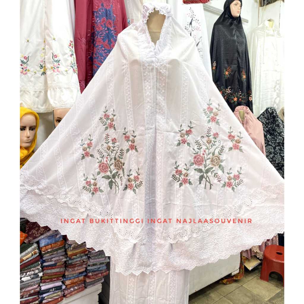 MUKENA BORDIR SULAM PENITI BUKITTINGGI/MUKENA BORDIR KATUN KHAS BUKITTINGGI MINANG PADANG