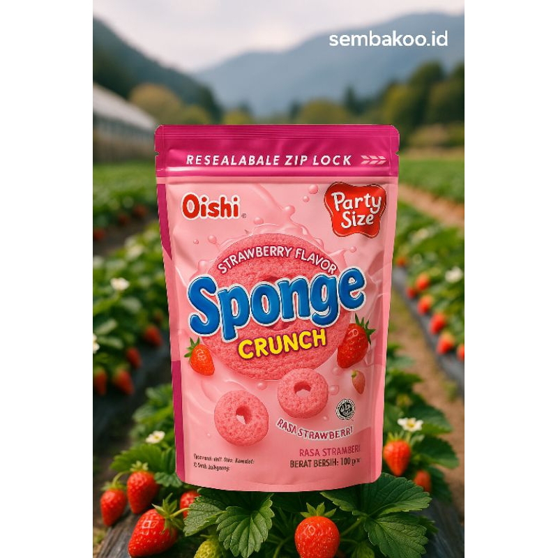 

Oishi Sponge Crunch Strawberry 100g | Snack Ringan Rasa Stroberi Renyah - Party Size - Sembakoo.id