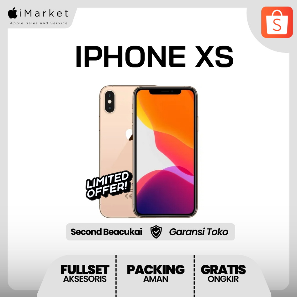 iPhone XS Second Beacukai Garansi IMEI Terdaftar Fullset 64 GB / 256 GB / 512 GB