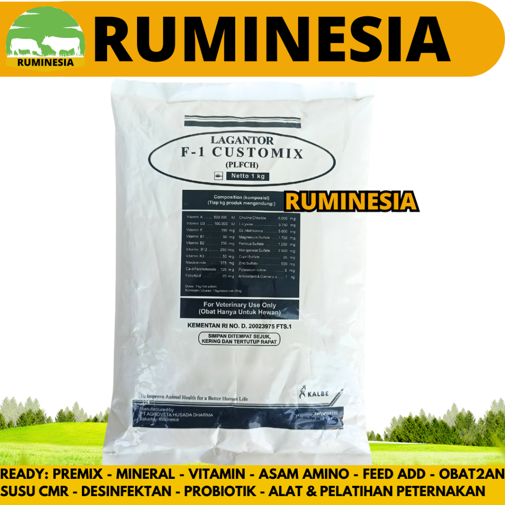 LAGANTOR F1 CUSTOMIX 1KG - Premix Penggemukan Sapi Kambing Kelinci Pedaging - Premix Sapi Kambing