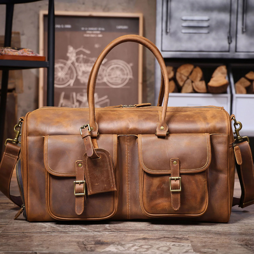 Tas Travel Kulit Asli Antik Tas Ransel Kulit Sapi Crazy Horse