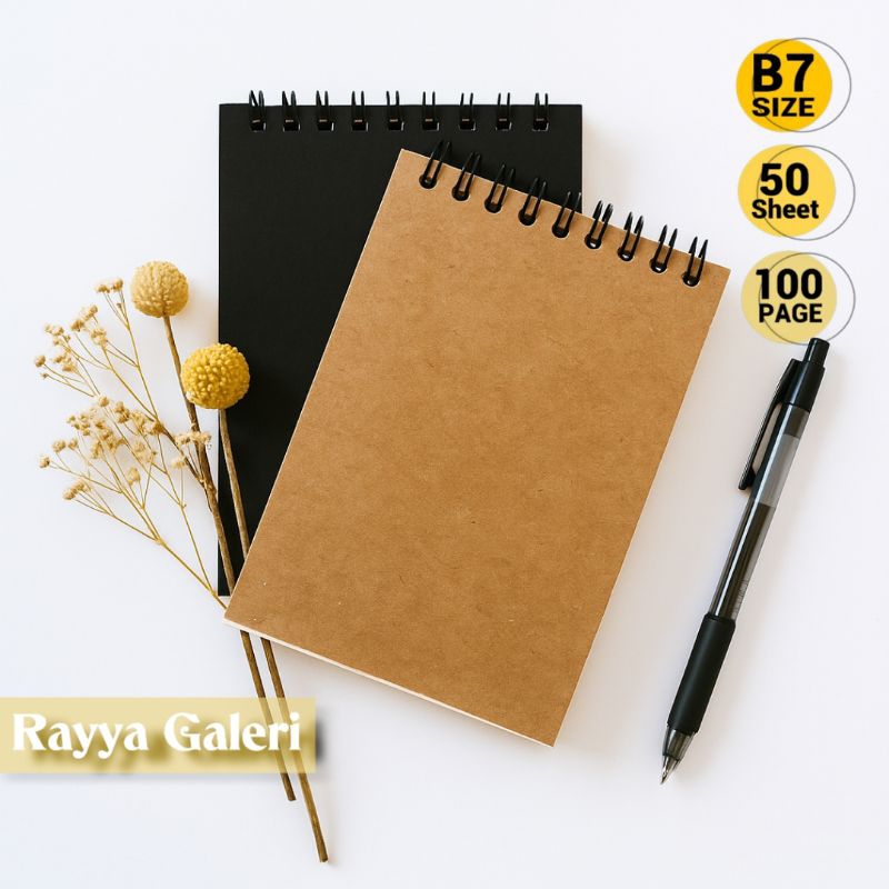 

Notebook mini B7 double ring spiral polos buku catatan journal polos buku saku isi 50 lembar