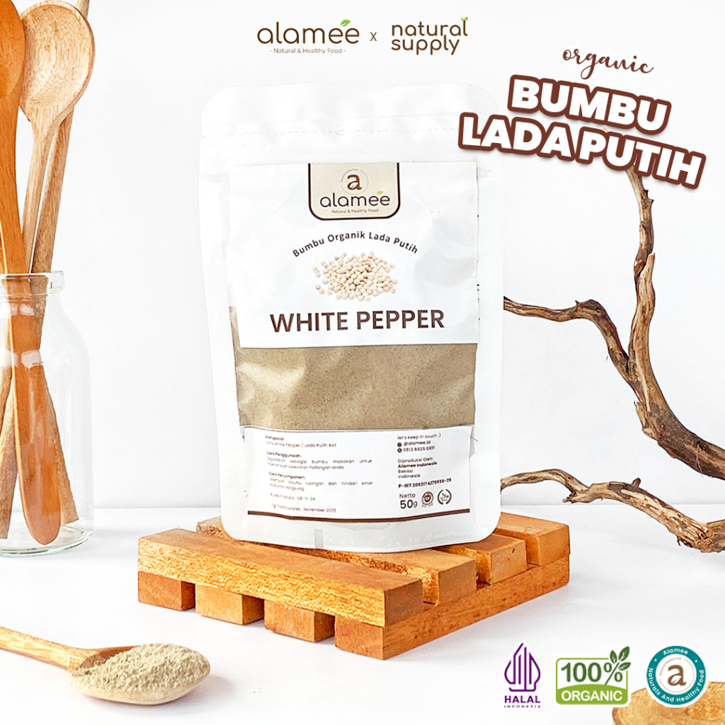 

ALAMEE Lada Putih Bubuk White Pepper Powder Merica Whitepepper Bumbu Dapur Instan Tanpa Campuran 50g