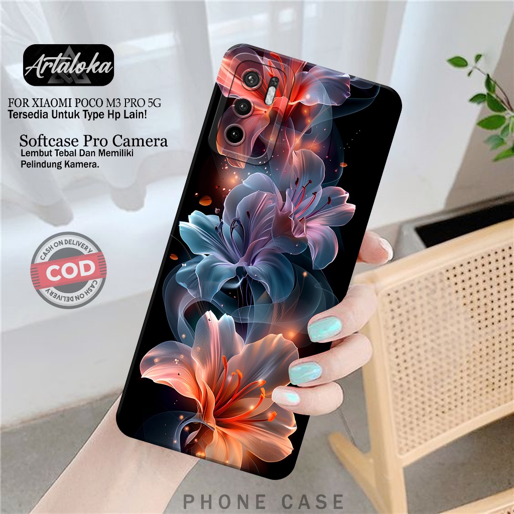 Softcase Hp Xiaomi Poco M3 Pro 5G Fashion Case Bunga Case Poco M3 Pro 5G Silikon TPU Pro Camera Casi