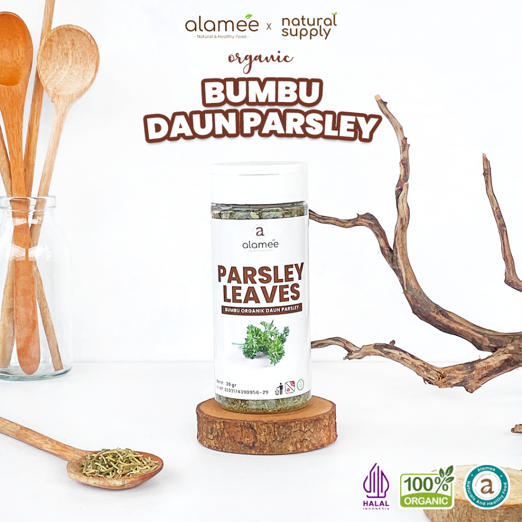 

ALAMEE Parsley Kering Dried Persley Flakes Daun Peterseli Leaves Bumbu Dapur Garnish Organik 30g