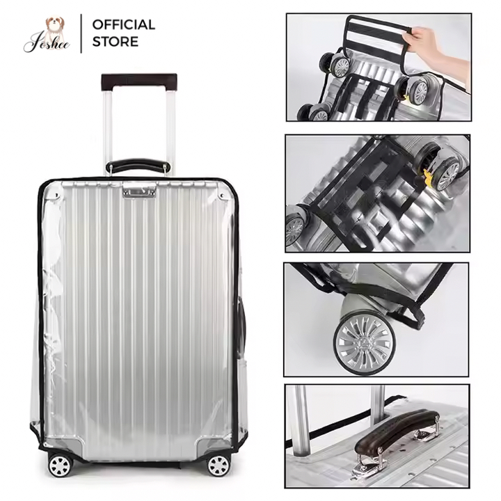 Joshee Sarung Koper Luggage Cover Pelindung Bahan PVC Transparant Tebal Mika Koper