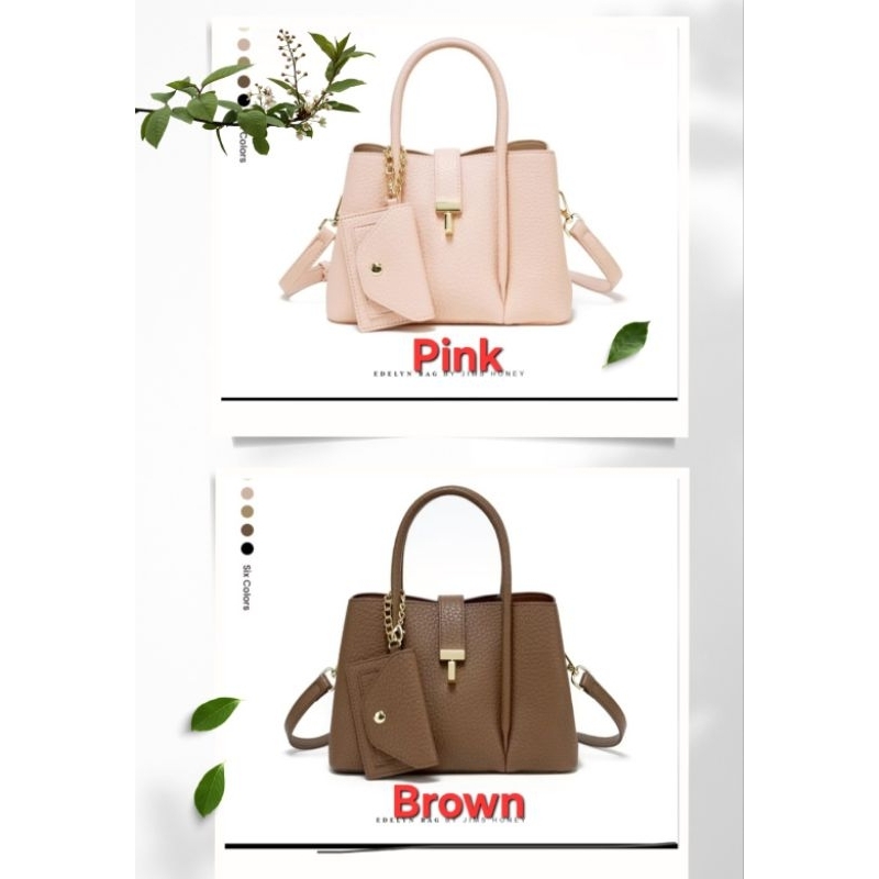 edelyn bag jims honey(warna pink & brown)