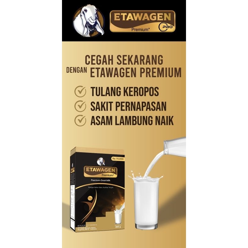 

Susu EtawaGen Premium Pro 200g/susu kambing PREMIUM GRADE A ORIGINAL halal/atasi asma TBC/atasi mag/atasi batuk/susu untuk tulang/osteoporosis