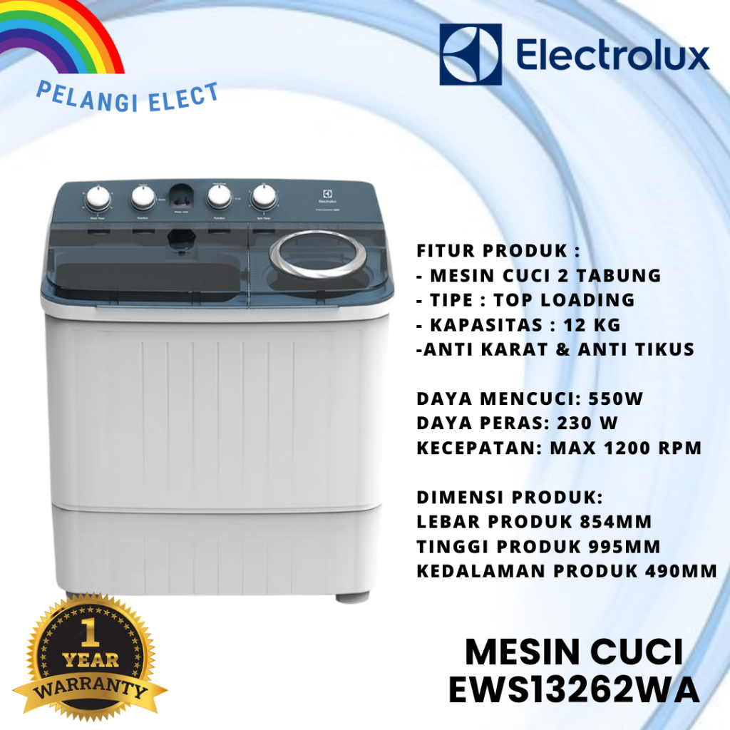 MESIN CUCI ELECTROLUX EWS 13262WA 12 KG