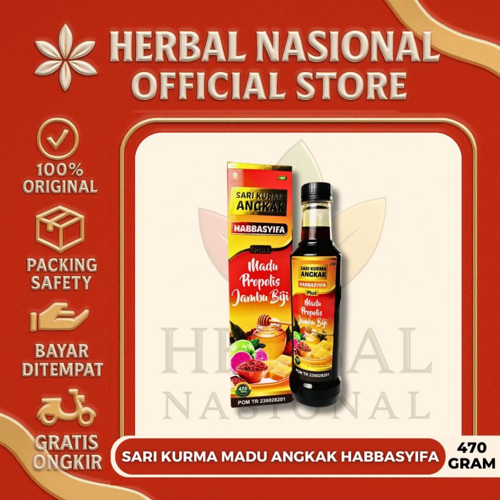 

Sari Kurma Angkak Habbasyifa 5 in 1 Sari Kurma Angkak Plus Trigona dan Jambu Biji - 470gr