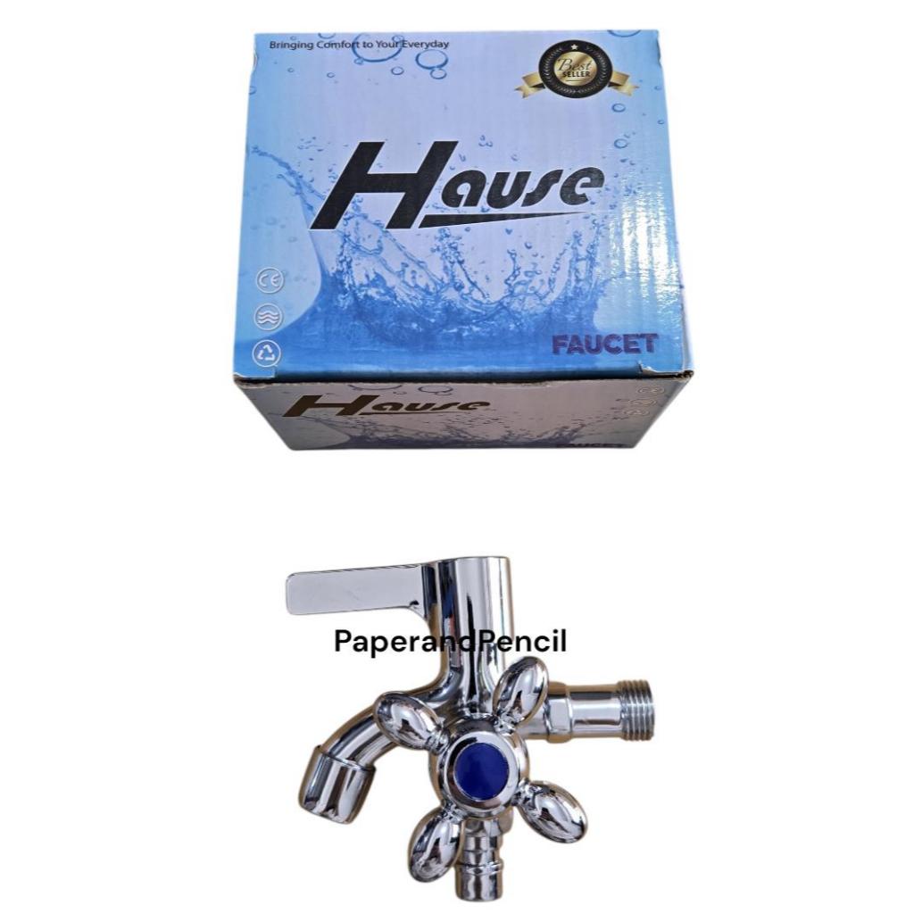 Kran Air Cabang / Kran Air Cabang Double Putar Engkol 2 Lubang / Kran Air Cabang Jantung KUNINGAN