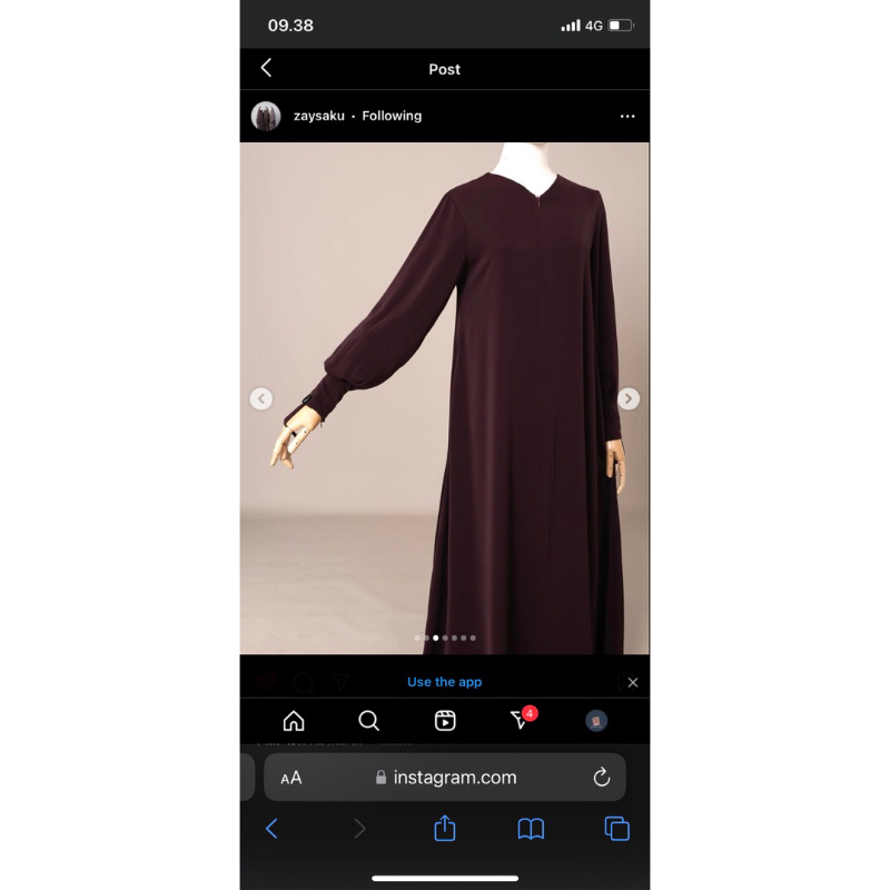 Hawwa dress S+ khimar bandana handsplit M winetasting, new by zaysa