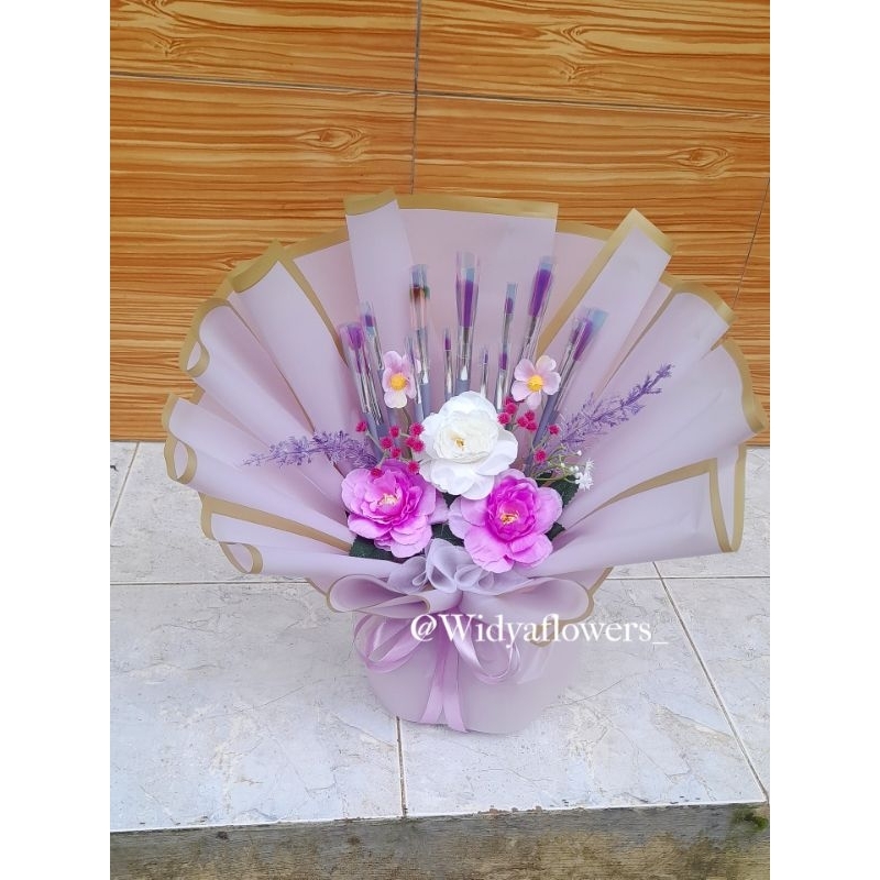 Buket mix bunga artificial | buket brush make up| buket kado | buket tunangan | free kartu ucapan