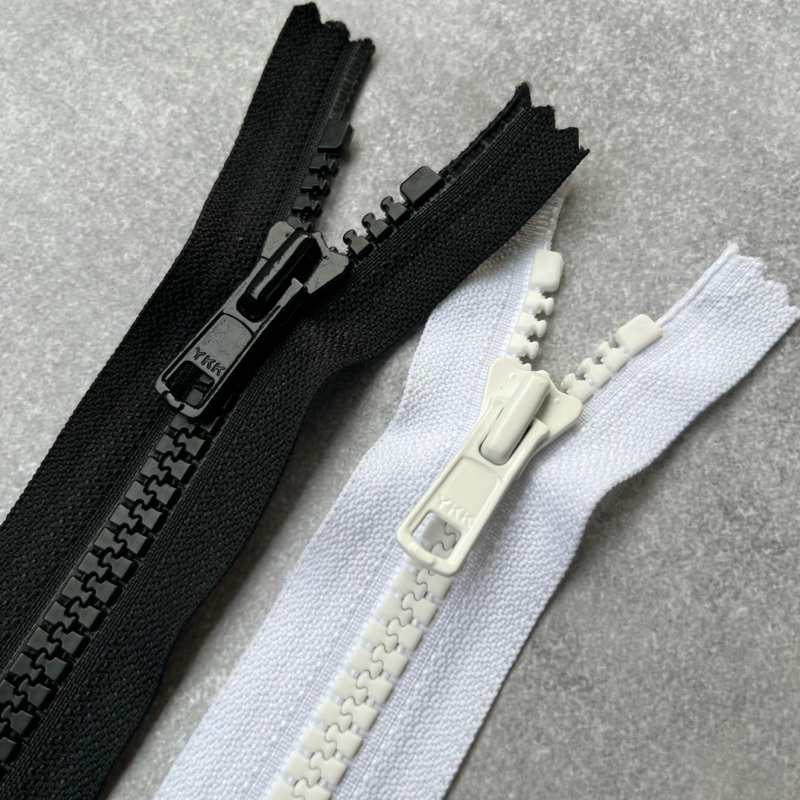 Resleting Vislon YKK No. 8 & Kepala Resleting Vislon YKK No. 8 Warna Hitam, Putih & Nikel