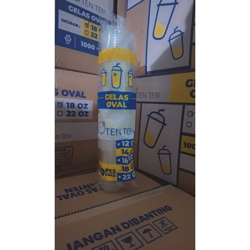Cup oval UK 12 Oz, 14 Oz, 16 Oz, 18 Oz, 22 Oz paket satu karton termurah