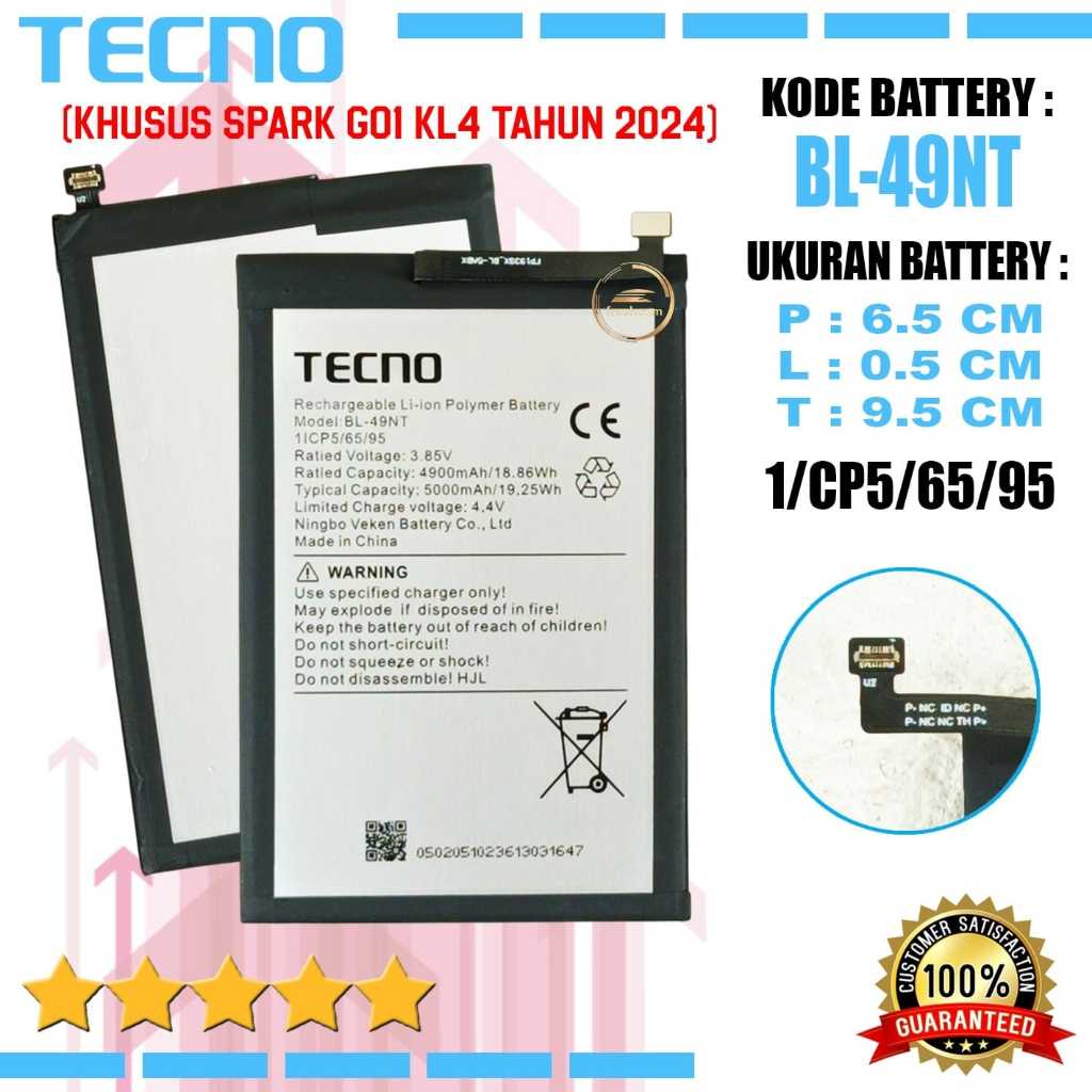 Baterai Battery Original BL-49NT / BL49NT Compatible Hp TECNO SPARK GO1 TRANSFORMERS - Model KL4