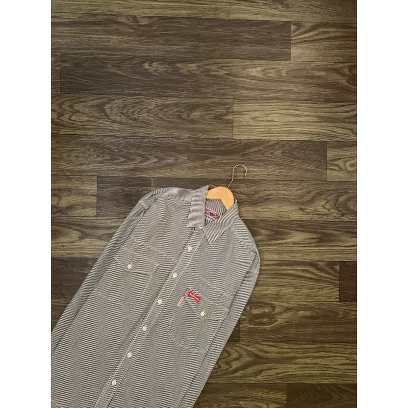 Kemeja BUDWEISER Branded Stripe Long Sleeve