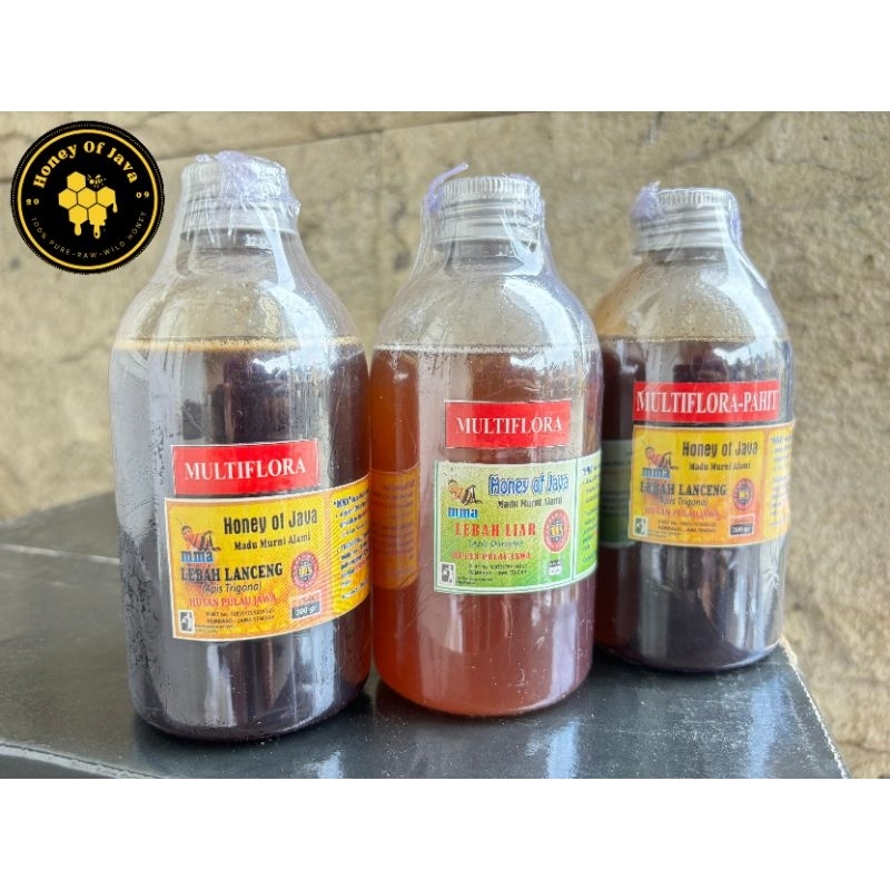 

Honey Of Java- Madu Trigona/Klanceng Multiflora, Madu Lebah Liar/Dorsata, Madu Trigona Pahit, Propolis Alami-RoyalJelly-Bee Pollen jadi 1 dg Madu