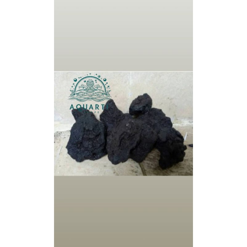 Batu Lava Rock Aquascape warna Hitam