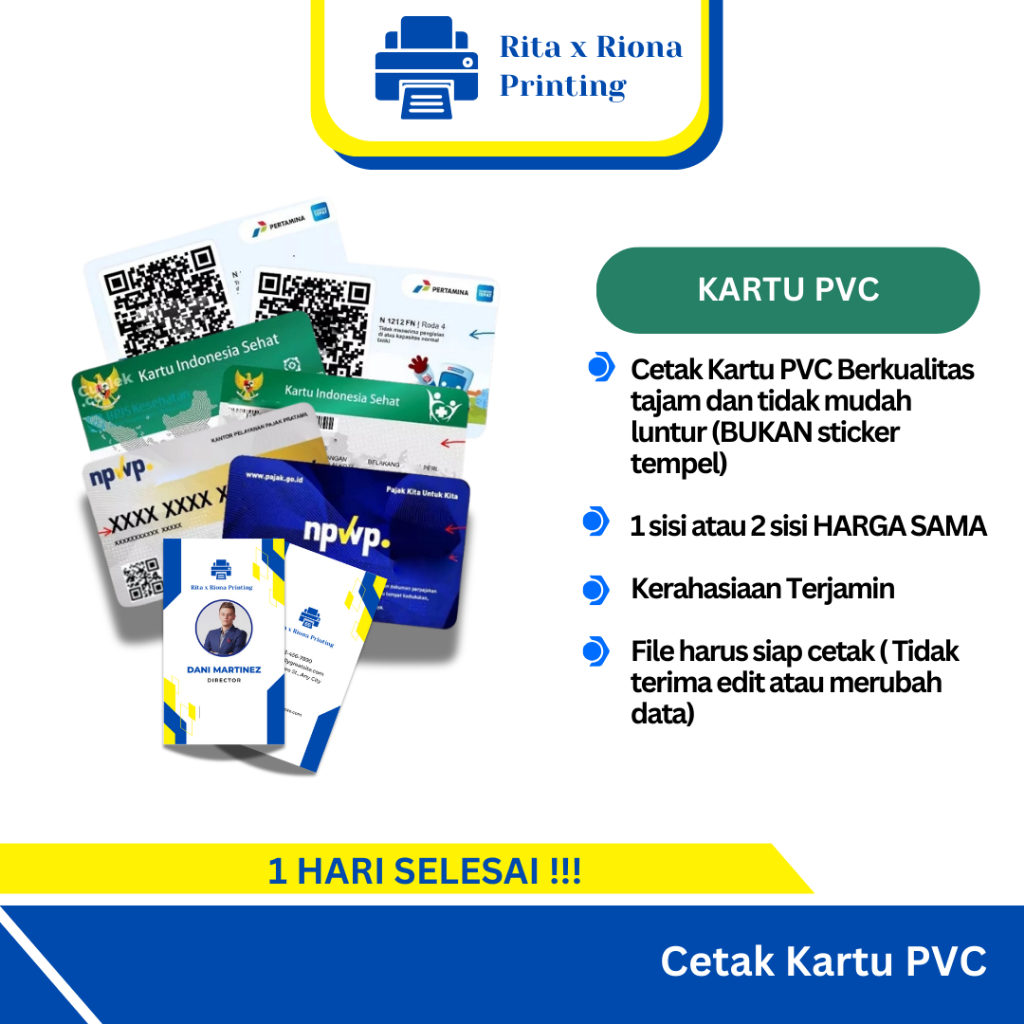 

Cetak Kartu 2 Sisi Kilat Sehari Jadi - Satuan