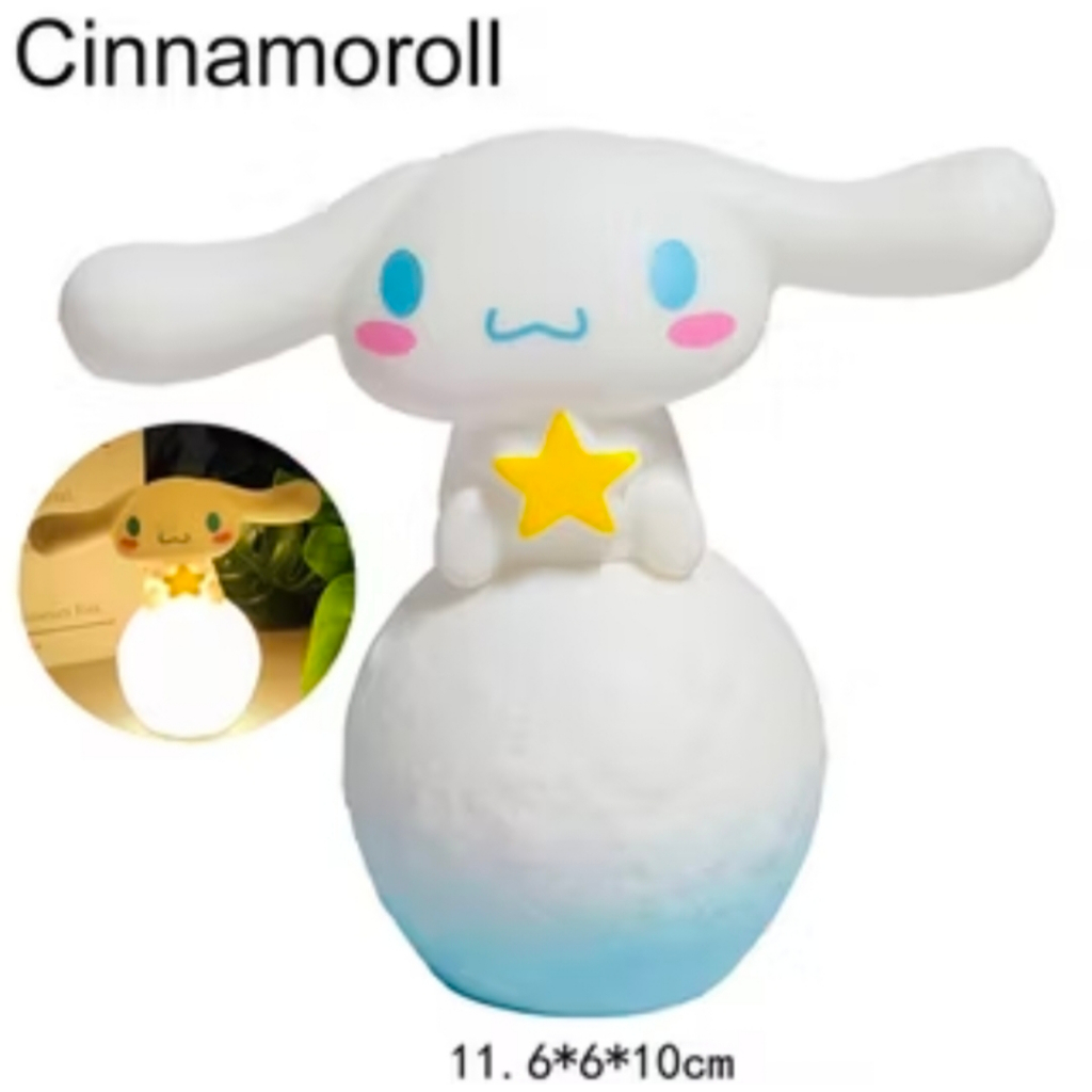 Lampu tidur Anime Hello Kitty Kuromi Cinnamoroll Lampu LED Kamar Tidur dekorasi Kamar Tidur Mainan A