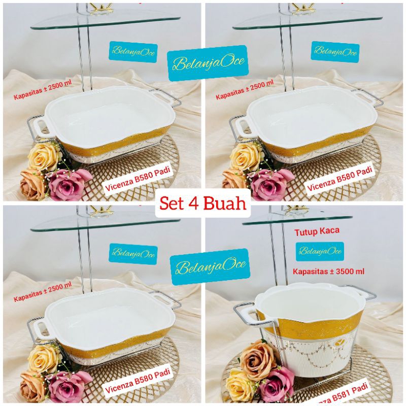 [Packing Kayu] Prasmanan Pesta Keramik Vicenza Rak Gantung Set 4 Buah