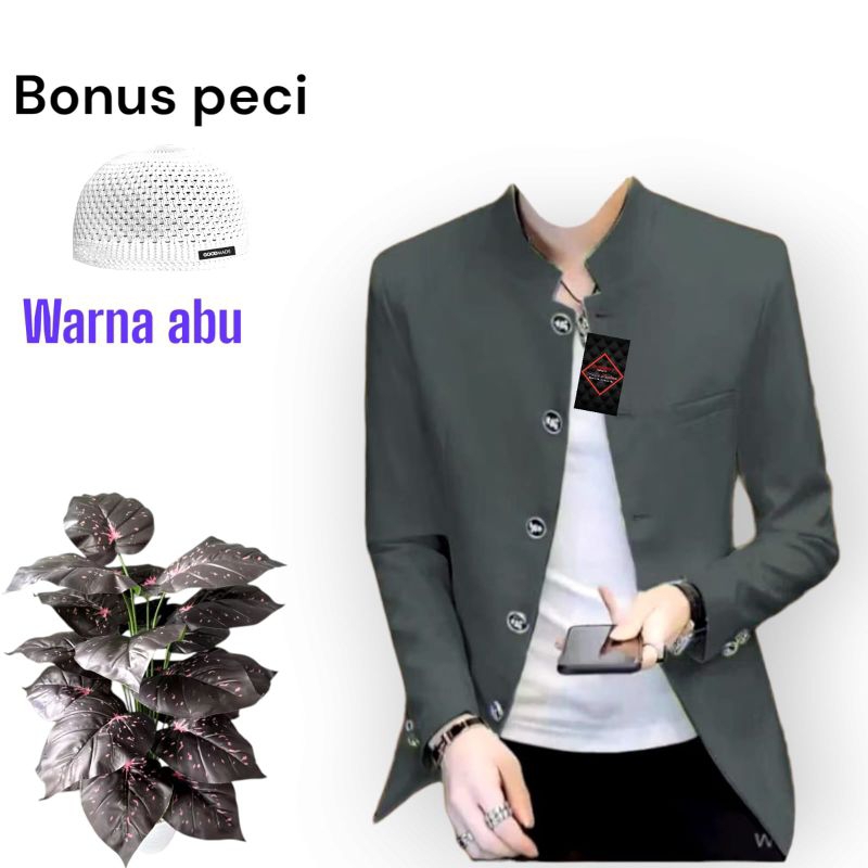 jasko Mandarin baju Koko pria dewasa polos lengan panjang