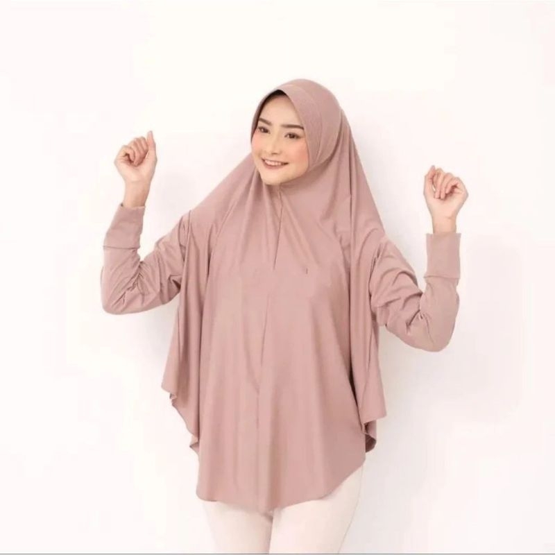 Hijab Instant Anjani Lengan Panjang Polos Bahan Jersey Jilbab Syar'i Jumbo Sport Bergo Premium