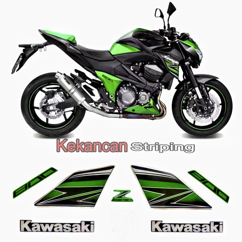 Striping Kawasaki Z800 Z800 (Hijau - Hitam)