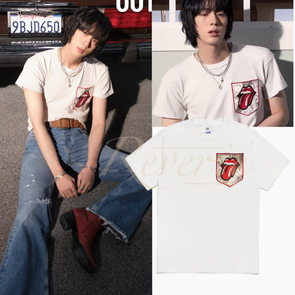 TSHIRT BTS JIN ECHO OUTFIT ROLLINGSTONE POCKET BAJU KAOS SEOKJIN KPOP BANGTAN STYLE ARMY IDOL OUTFIT