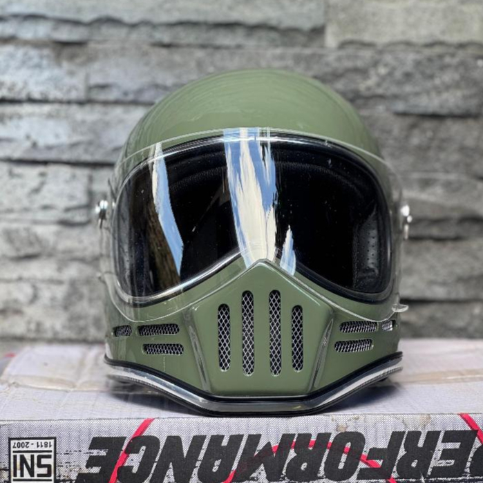 Helm Cakil Custom Hijau Limited Editions + Kaca Visor